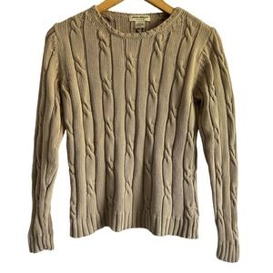 Eddie Bauer Size Small Beige Cable Knit Long Sleeve‎ Sweater